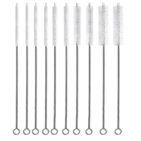 BPPEG Long Straw Cleaner Brush Extend 12 inch,Wide 6/8/10/12/15mm Diam Pipe Cleaners,Long Straw Brush for Sippy Cup,Water Bottle and Tubes,Drinking Straw Cleaning Brush Set of 10