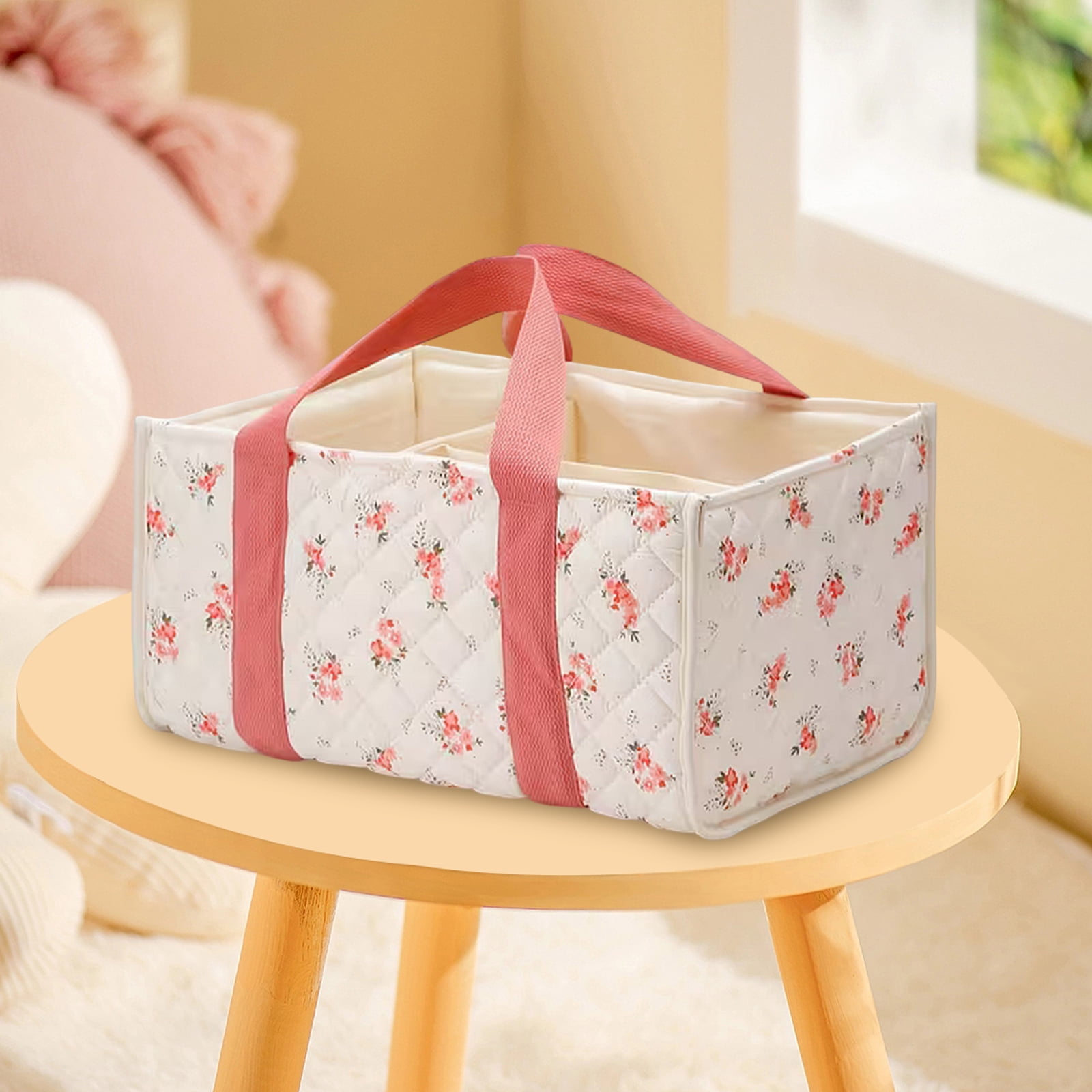 HUISZJ Diaper Caddy Organizer, Portable Storage Basket with Adjustable Divider, Large Capacity Baby Diaper Bag for Travel Outdoor (A)