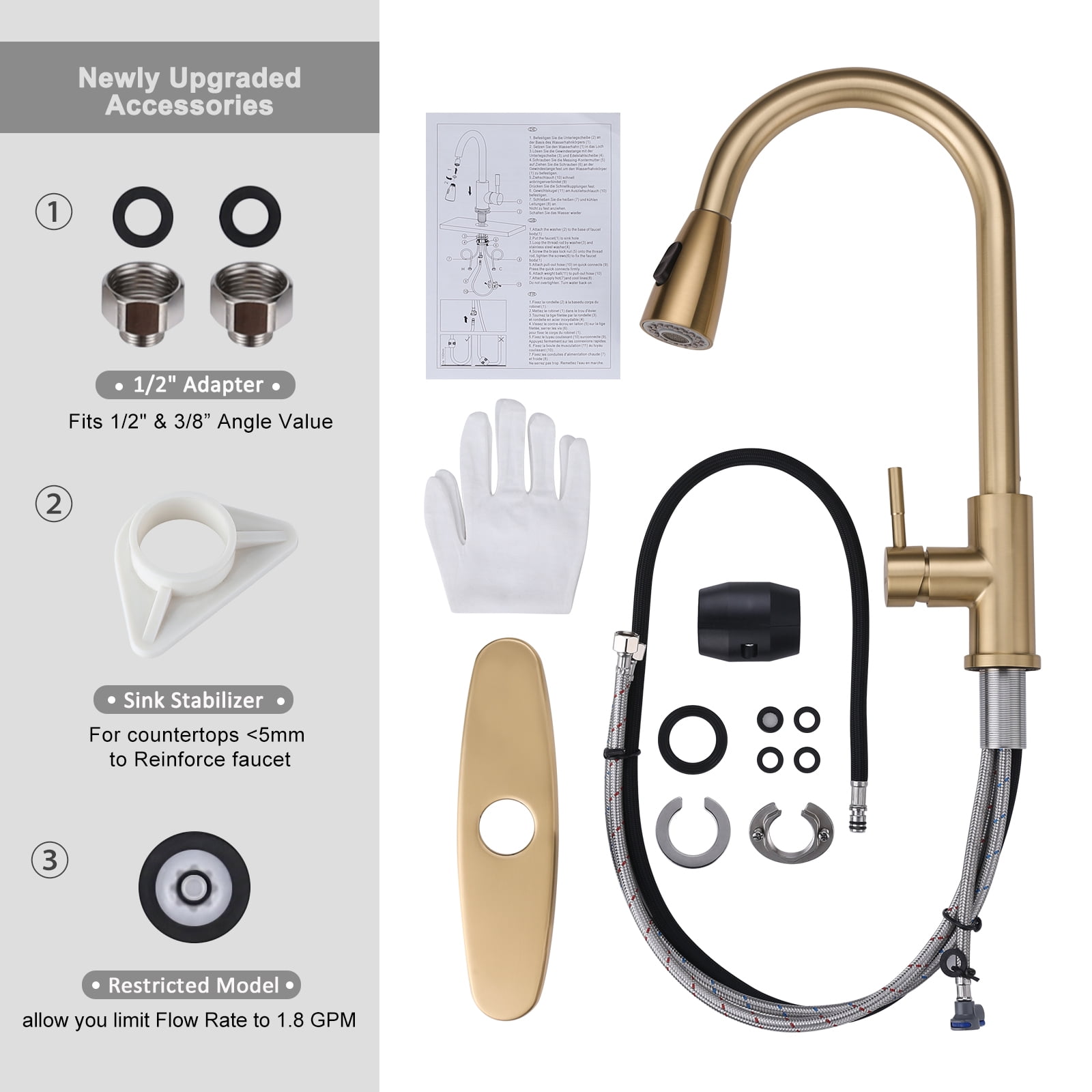 WOWOW Pull Down Touch Single Handle Kitchen Faucet