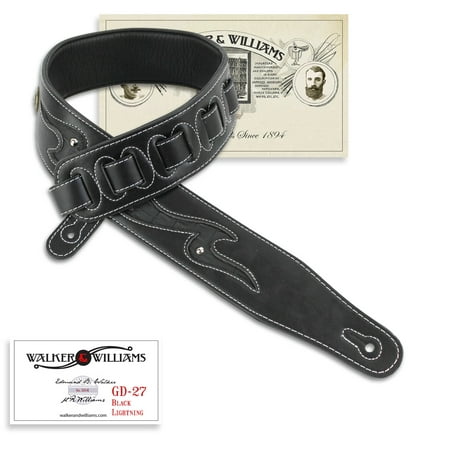 - Walker & Williams GD-27 Black Lightning Strap with Gator Inserts, Antiqued Brass Coin & Nailhead Rivets