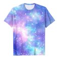 thumbnail image 5 of Women's T-shirts 2025 New Starry Sky Print Shirts Summer Short Sleeve Top Casual Round Neck Blouses Loose Pullover Tops Style 03 3XL, 5 of 5