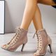 thumbnail image 3 of Guardurnaity Sandalias de lona de tacón alto para mujer, elegantes zapatos de baile con cordones de malla, zapatos de baile latino, zapatos de Calzado albaricoque cuarenta, 3 of 6
