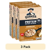 (3 pack) Quaker Protein Instant Oatmeal, Banana Nut, 12g Protein per Serving, Whole Grains, No Artificial Flavors, 2.15 oz Packets, (6 Pack)