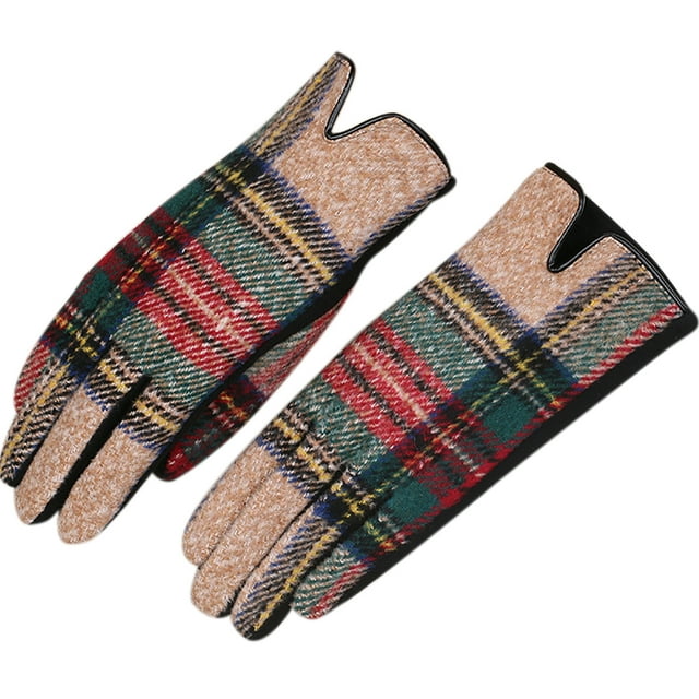 Gants de Conduite Design à Carreaux Mode Gants d'Hiver Gants à Écran Tactile pour Dames