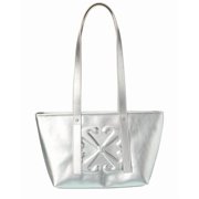 Off-White Classic Day Off Small East West Leather Tote, Silver
