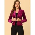 thumbnail image 4 of INSPIRE CHIC Chaqueta De Traje De Oficina De Negocios Con Solapa Y 1 Botón De Terciopelo Para Mujer borgoña L, 4 of 6