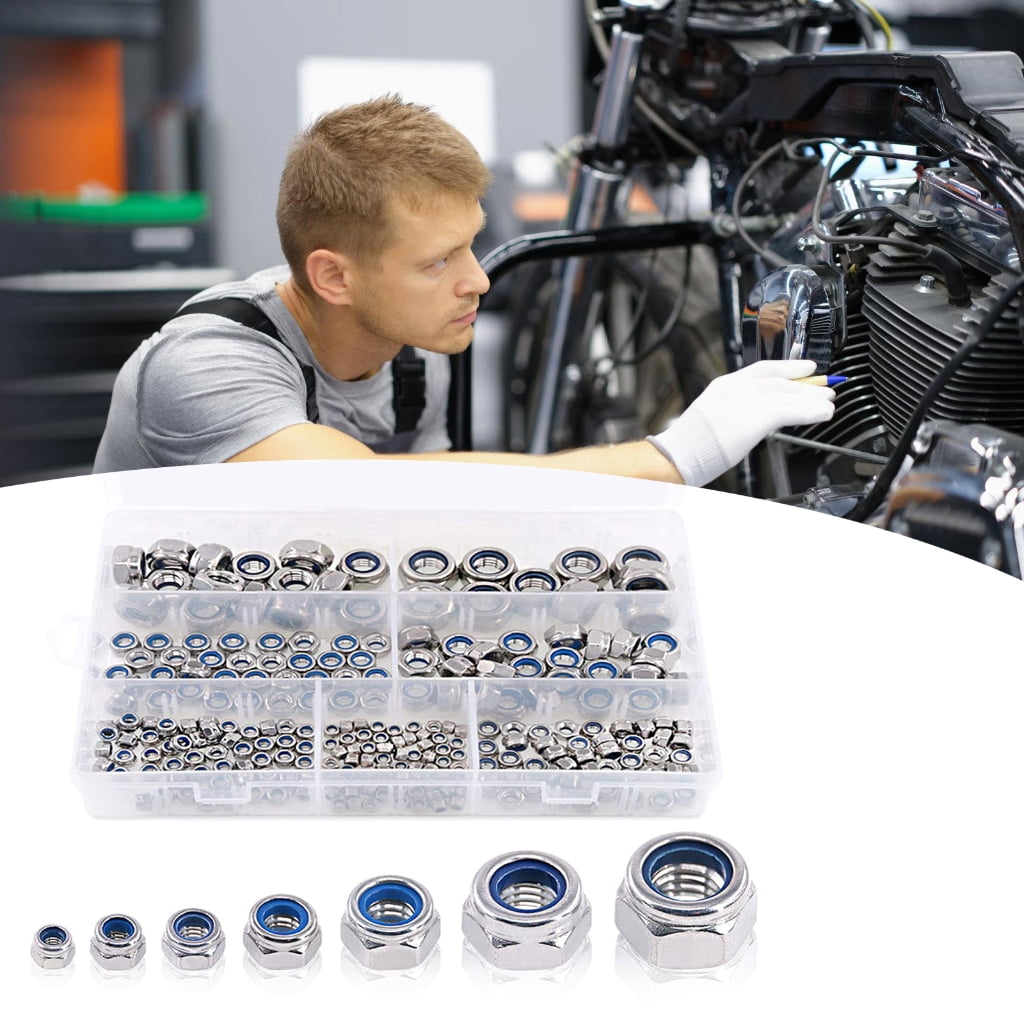 lanema 250Pcs 3/4/5/6/8/10/12mm Stainless Steel Metric Locknut Hexagon Self locking Nut