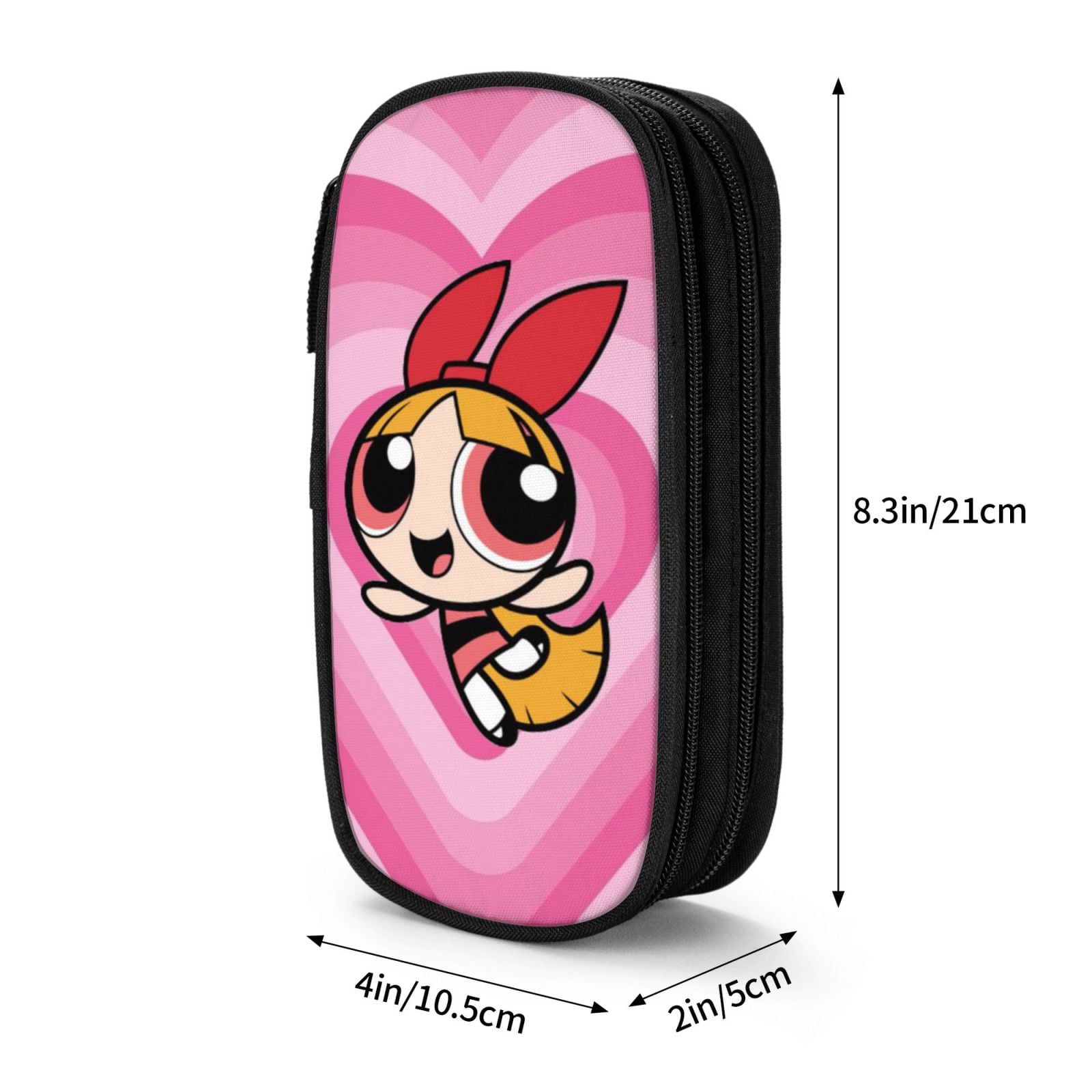 The Powerpuff Gi-rls Pencil Case Large Capacity Pencil Pouch Pen Bag Office Stationery Organizer Travel Makeup Bag Black