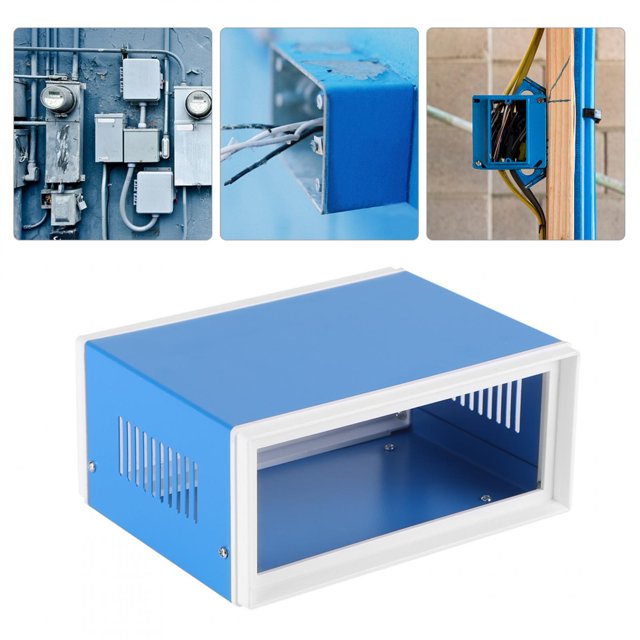 LAFGUR Junction Box, Blue Junction Box,170*130*80mm Blue Metal Enclosure Project Case DIY Junction Box