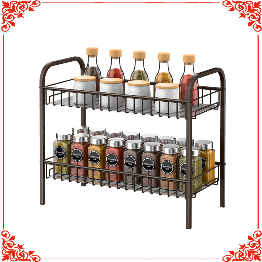 Auledio 2 Tier Metal Spice Rack Organizer Freestanding Shelf Storage ...
