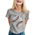 thumbnail image 4 of Gray Women's Short Sleeve T-shirt, Women Daily Casual Printed Short Sleeve O Neck T Shirt Tops,Women's Short sleeve T-shirt XXL, 4 of 6