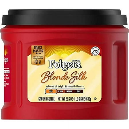 Folgers Caffeine Ground Blonde Silk Coffee, 22.6 oz (Pack of 48)