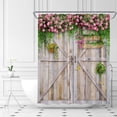 thumbnail image 2 of Rustic Wooden Barn Door Shower Curtain Vintage Green Leaves Farmhouse Wood Board Plank Country Cabin Farm Country Life Fabric Bathroom Curtains Decor Set with Hook(36" WX72 H), 2 of 3