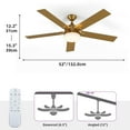 thumbnail image 2 of Uforic 52" Modern 5-Blade Ceiling Fan with LED Light, 6-Speed DC Motor, Reversible & Dual Downrods (White/Gold), DOE, 2 of 7