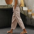 thumbnail image 2 of JJHGVB Linen Pants Women Palazzo Pants Gaucho Pants Women's Summer Casual Linen Pants Elastic Waist Loose Straight Leg Capri Pants Beach Pants With Pockets Baggy Pants Women'S Pants B 2XL, 2 of 4