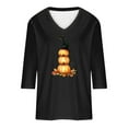 thumbnail image 5 of WMTBSRSW Casual 3/4 Sleeve V Neck Shirt for Women Funny Holiday Graphic Tee Fall Winter Loose Thanksgiving Pumpkin Print Tunic Tops, 5 of 5