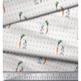 thumbnail image 3 of Soimoi Modal Satin Fabric Carrot & Rabbit Dots Print Fabric by Yard 42 Inch Wide, 3 of 5