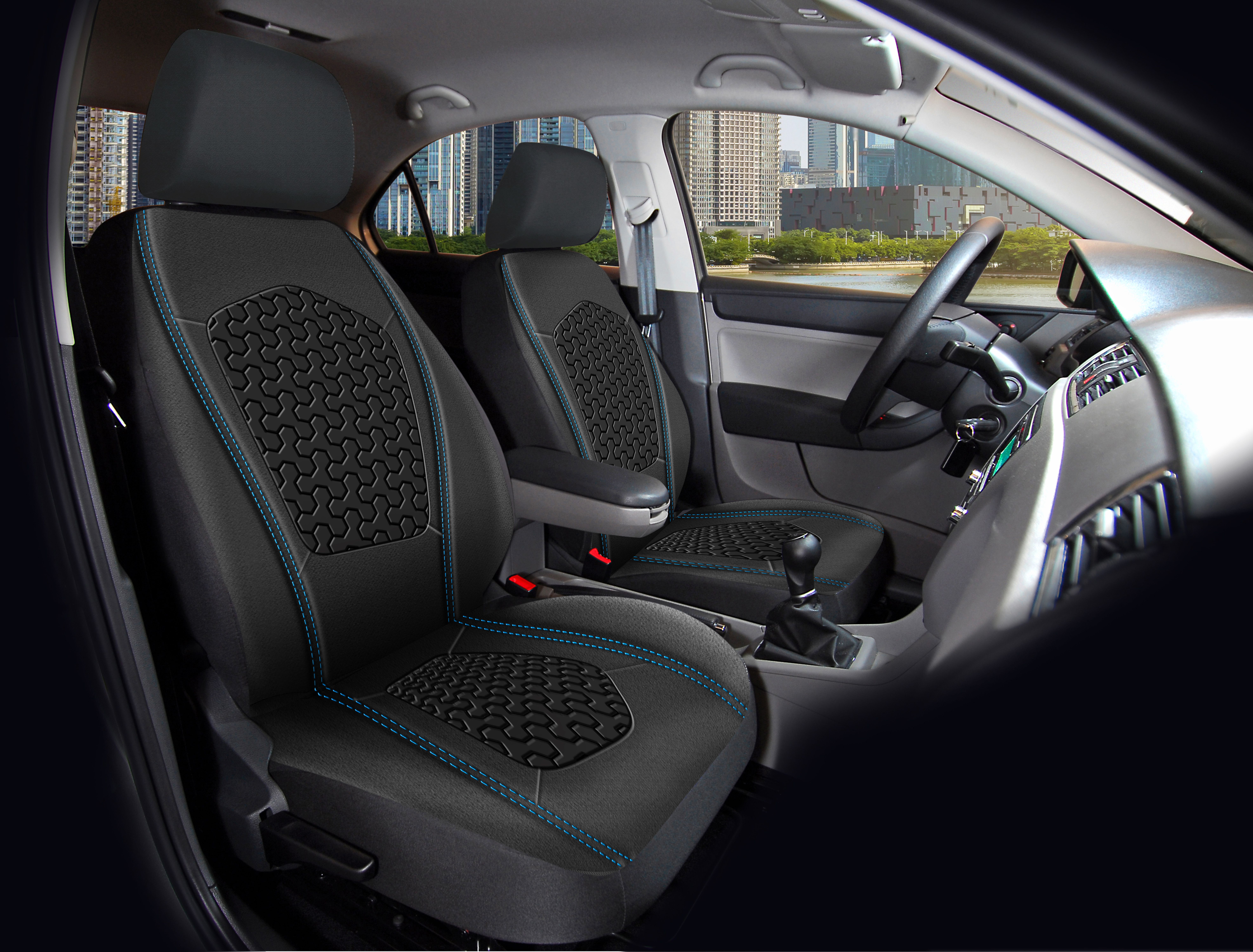 AUTO DRIVE 2 PC LOW BACK GEL COOLING CAR SEAT COVER POLYESTER BLACK, UNIVERSAL FIT, 2010SC12