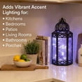thumbnail image 3 of Moroccan Metal Candle Lantern Holder with LED Fairy String Lights, Large, Clear, 3 of 13