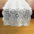 thumbnail image 4 of Cotton Handmade Crochet Lace Table Runner White Rectangle Coffee Table Dresser Decor, 4 of 6