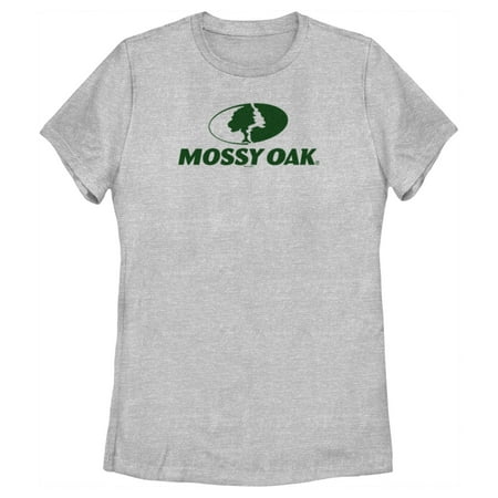 Women s Mossy Oak Forest Green Classic Logo Graphic Tee Athletic Heather 2X Large