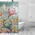 thumbnail image 2 of Ocean Crab Shower Curtain Nautical Colorful Sea Life Crab Bathroom Decor Shower Curtain Fabric Polyester Waterproof with Plastic Hooks 72" X 72", 2 of 6