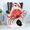 thumbnail image 4 of Animal Soft Flannel Fleece Throw Blanket, Watercolor Art Illustration of King Crab Ink Splatter Design, Cozy Plush for Indoor and Outdoor Use, 60" x 80", Dark Coral Vermilion, by Ambesonne, 4 of 5