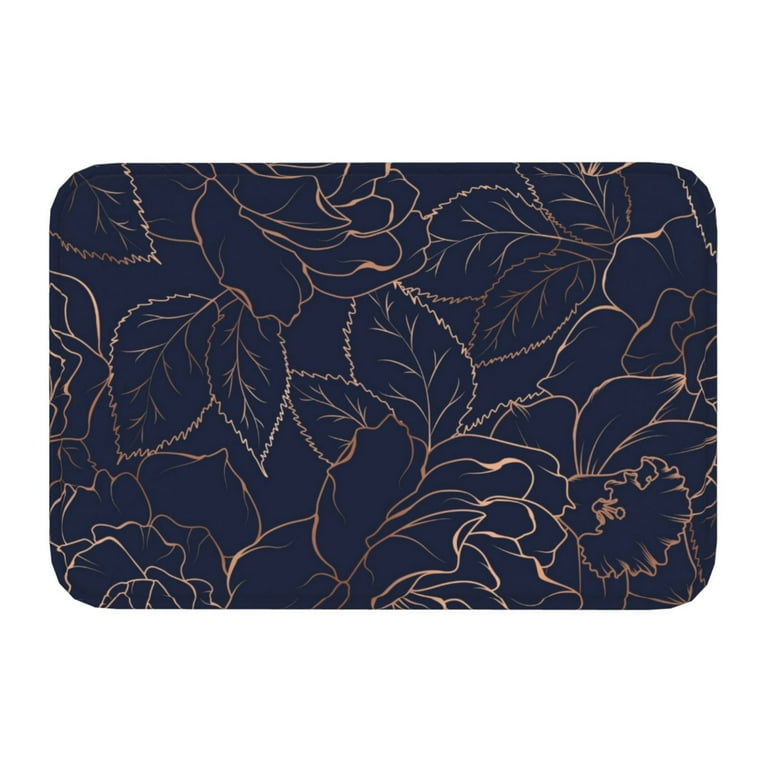 Daiia Copper-Gold Gloss Outline Navy Dark Blue Front Door Mat