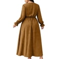 thumbnail image 5 of Aimik Women's V-Neck Long Sleeve Polka Dot Maxi Dress Elastic Waist Side Slit Flowy A-Line Swing Dress, 5 of 6