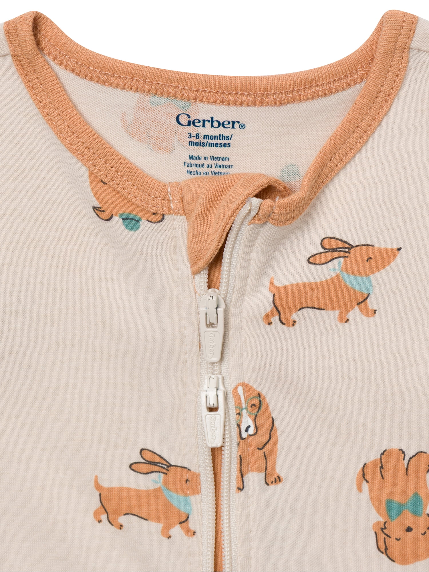 Gerber Baby Neutral Sleep N´ Play 2-Way Zipper Footed Pajamas, 4-Pack, Sizes, Newborn - 6/9 Months