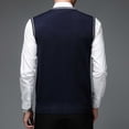 thumbnail image 3 of Men's Wool Buckle Vest with V-Neck for Autumn and Winter Pure Color Knit Sleeveless Vest for Layering Collarless Design Non-Hooded Versatile Men’s Sweater Vest, 3 of 7