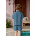thumbnail image 4 of Arshiner Boys 2 Pieces Summer Beach Outfits Short Sleeve Button Down Shirts and Shorts Vacation Texture Sets for Kids, 4 of 8