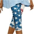 thumbnail image 3 of QATAINLAV 4th of July Outfits for Women Capri Leggings Summer Tummy Control Cropped Yoga Pants Trendy Star Stripe Print Bottom Tight American Flag Legging Blue L, 3 of 8
