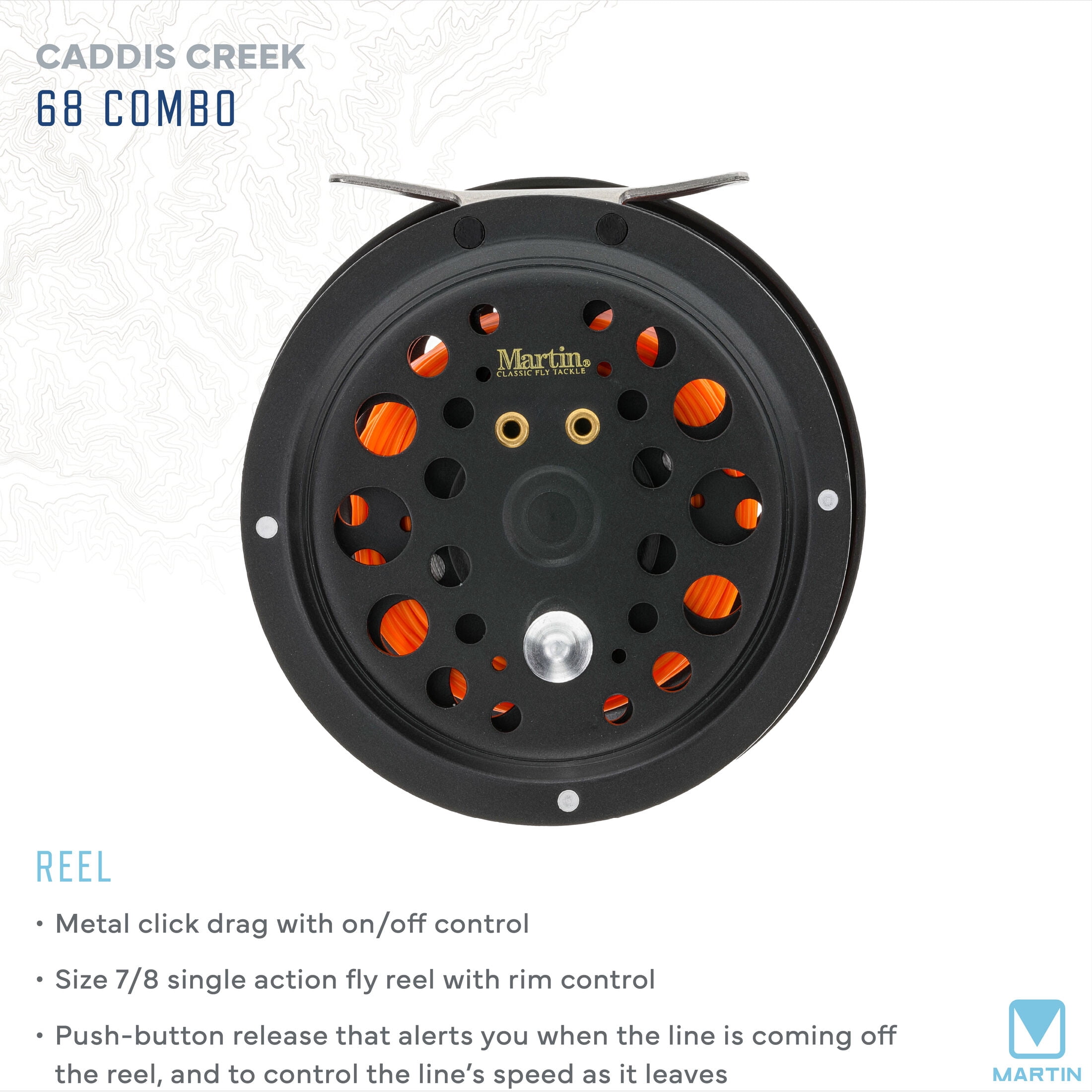 caddis creek fly reel Martin Caddis Creek Fly Reel and Fishing Rod Combo, 7/8-Weight 9-Foot  2-Piece Fiberglass Rod, Brown