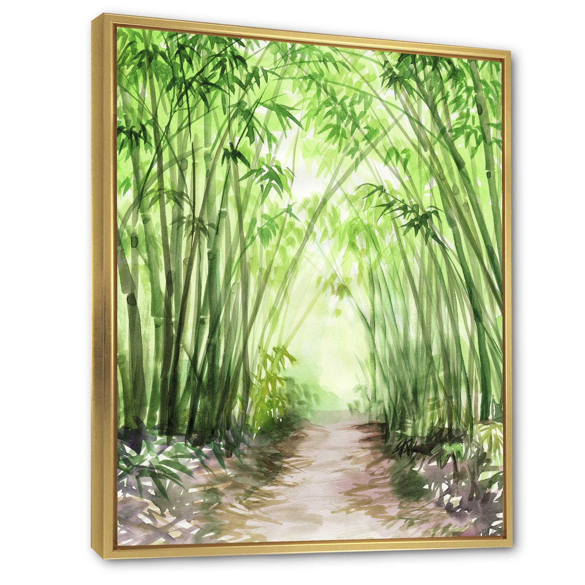 Designart 'Little Road Through Bamboo Forest' Traditional Framed Canvas Wall Art Print