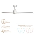thumbnail image 5 of Slim 52in 3-Blade Smart Ceiling Fan 2700K-6000K CCT Tunable Range LED Light Kit with Remote Control and Brushed Nickel Hardware with Reversible Titanium or Wood Blades Works With iOS or Android App, 5 of 10