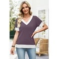 thumbnail image 5 of Ronuti Womens Blouses V Neck Short Sleeve Tops Spring Summer Business Casual Shirts Lightweight Sweaters, 5 of 9
