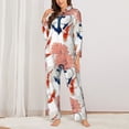 thumbnail image 2 of Pajama Sets for Women 2 Pcs, Koi Fish And Corals Button Down Long Sleeve Sleepwear Lounge PJ Sets, 2 of 6
