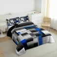 thumbnail image 4 of Manfei Stereoscopic Grid Bedding Comforter Set,Minimalism Geometric Checkered Twin Comforter Sets,Gray Blue Black Bedding Set For Girls Boys,Super Cozy Room Decor Reversible,2-Piece, 4 of 9