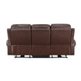 thumbnail image 4 of Benjara Michael 82 Inch Power Dual Recliner Sofa, USB, Brown Top Grain Leather, 4 of 6