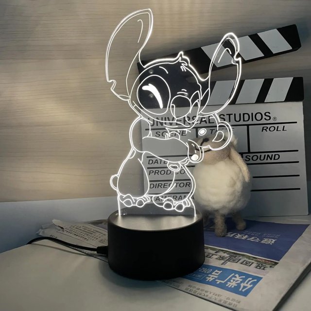 Disney STITCH & LILO figura de luz nocturna Led 3D para niños, decoración de habitación de cama, lámpara de Anime 3d, regalo de cumpleaños y Navidad para niños