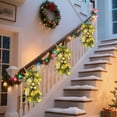 thumbnail image 6 of Prelit Christmas Stairs Swag with LED Lights,Cordless Artificial Teardrop Swag Garland with Pine Cones Ball Ornaments for Staircase Front Door Window Wall Hanging Indoor Outdoor Xmas Decor, 6 of 6