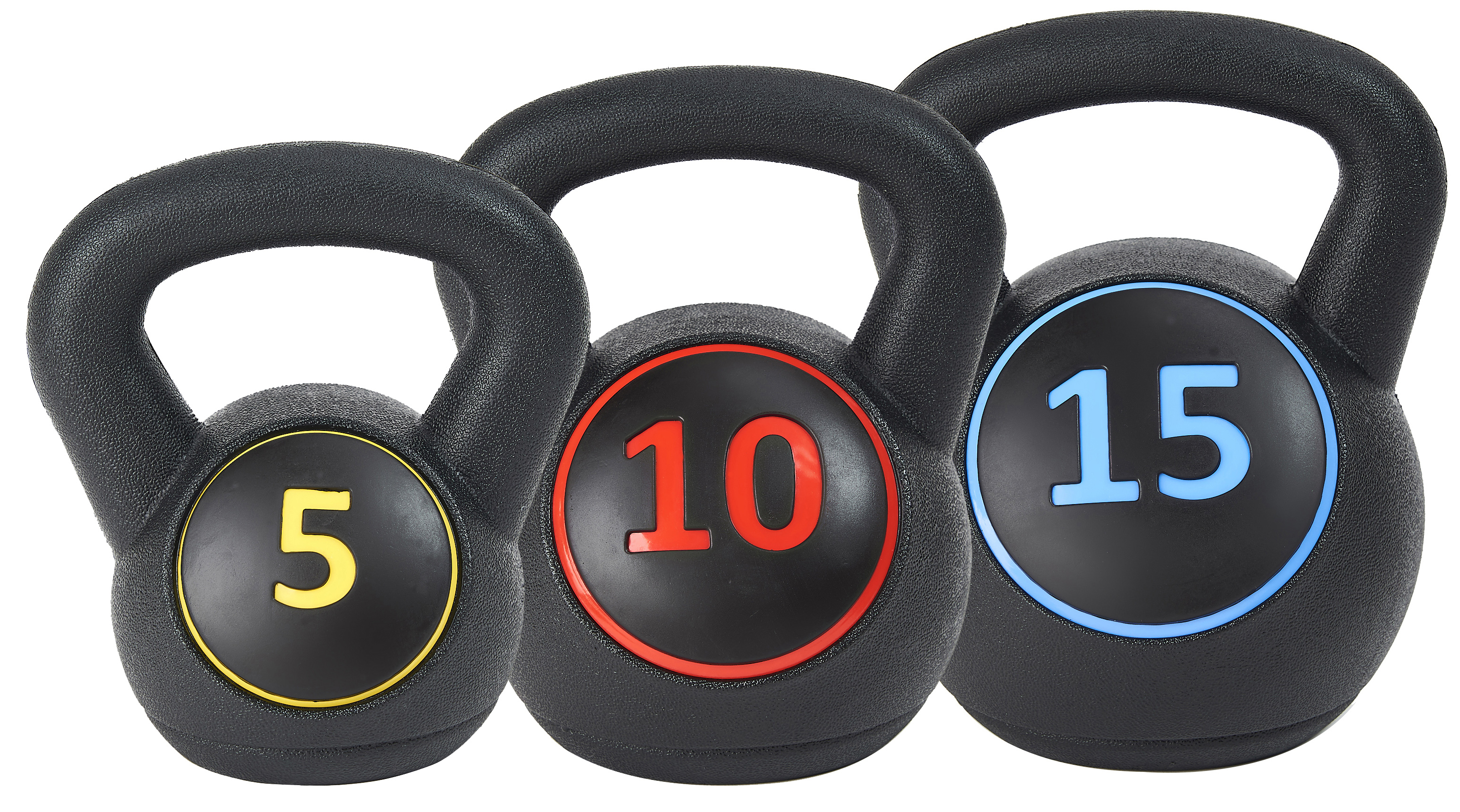 BalanceFrom Wide Grip 3-Piece Kettlebell Exercise Fitness Weight Set, Include 5 lbs, 10 lbs, 15 lbs - image 2 of 6