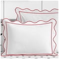 thumbnail image 3 of Eiderdown Decor400TC Cotton Scallop Embroidery & Border Sateen Solid Duvet Cover set Full/Queen 88"x88" 1 Duvet cover and 20"×30" 2 Pillow sham, Burgundy Scallop and Border, 3 of 5