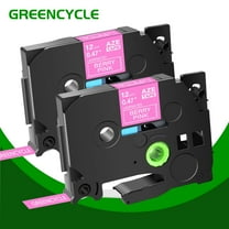 GREENCYCLE 2PK Compatible for Brother P-touch TZe-MQP35 Laminated Label Maker Tape, White on Berry Pink