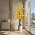 thumbnail image 2 of Artificial Maple Tree, 3.9ft/4.9ft/5.9ft Fake Potted Maple Tree with Planter Large Faux Tree Indoor For Farmhouse Home Wedding Floor Living Room Decoration, 2 of 6