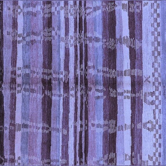 Ahgly Company Machine Washable Indoor Square Oriental Blue Industrial Area Rugs, 7' Square