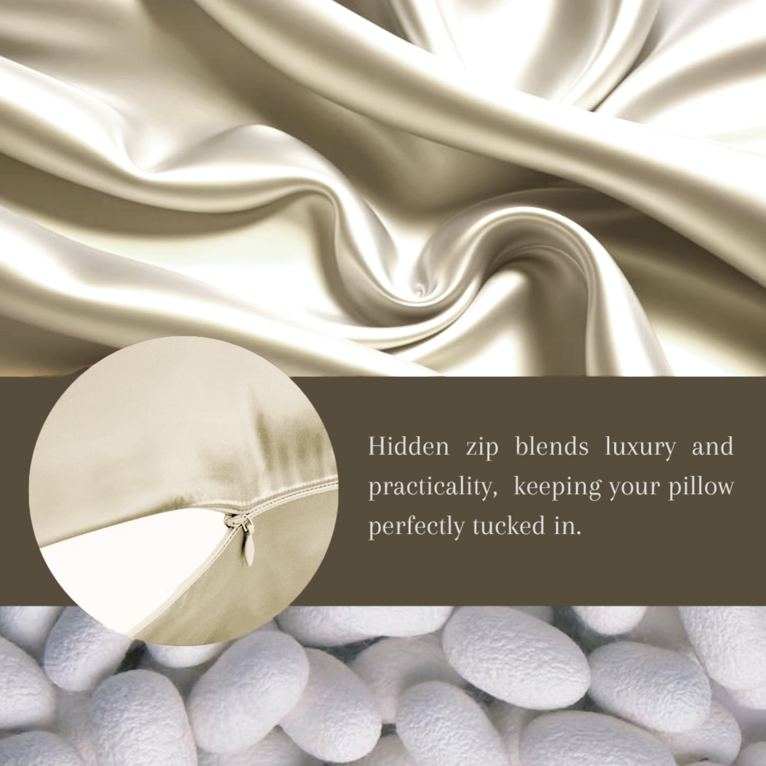 Mulberry Silk Pillowcase – Standard 20x26 Inch – 22 Momme Highest Grade Silk – Cooling for Hair & Skin – Breathable Anti-Frizz with Hidden Zipper – Soft Luxury Pillow Cover – Golden Hour