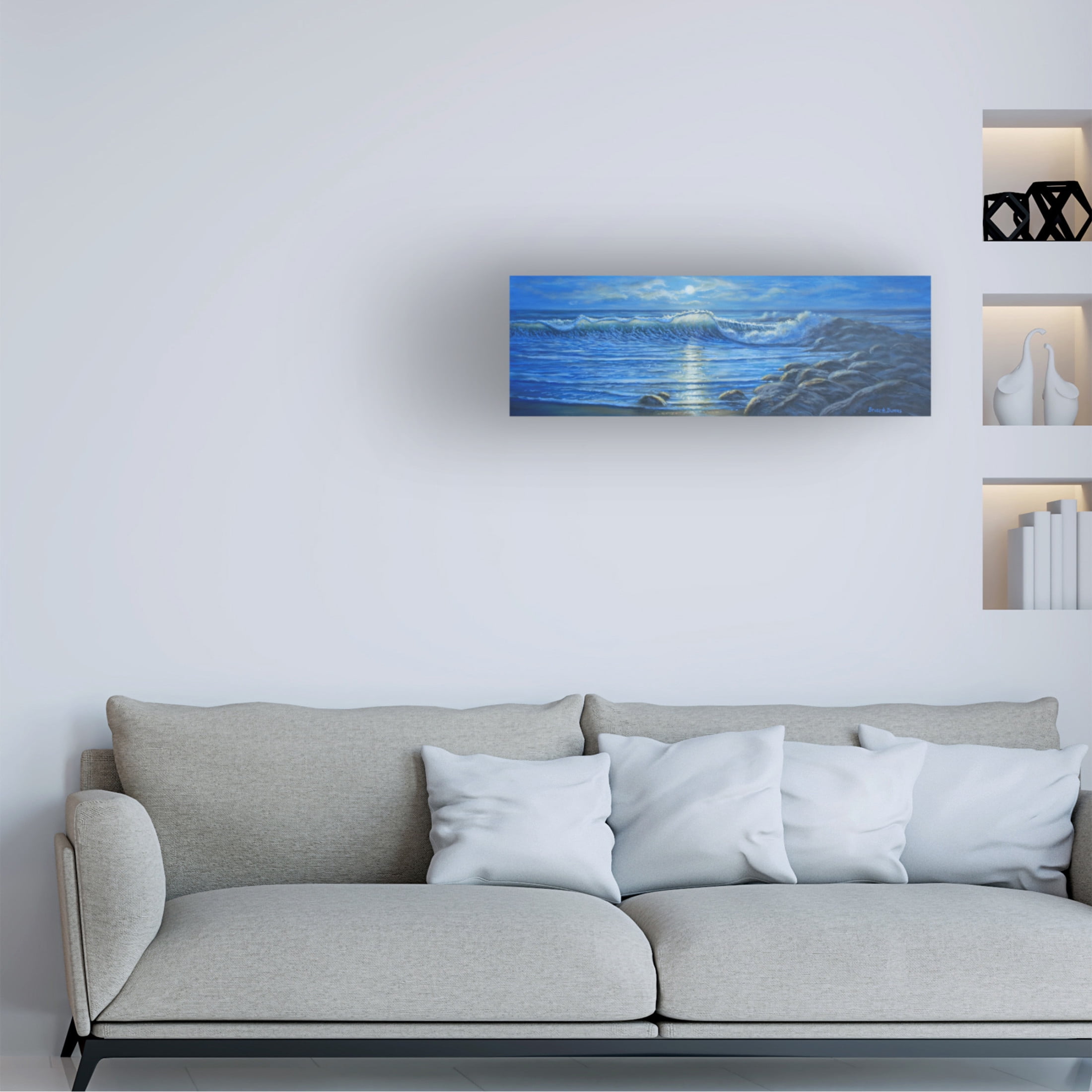 Canvas Wall Art - Bruce Dumas 'SilveryMoon' Wall Art for Living Room, Bedroom, or Office Décor by Trademark Fine Art - 47 x 16 Inches