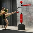 thumbnail image 2 of Soozier Sac de Frappe Debout avec 2 Balles de Vitesse, Barre de Réflexe à 360°, Rouge, 2 of 10